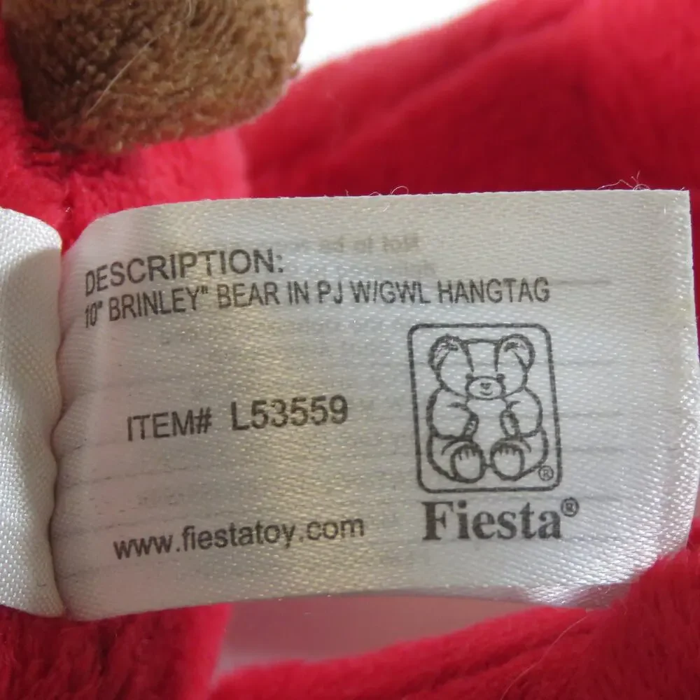 Fiesta Brinley Bear Plush Stuffed Toy in Red Pajamas Collectible 10